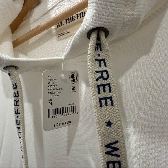 NWT Free People We The Free We Hoodie Ivory Oversized Sz Medium - Picture 6 of 12